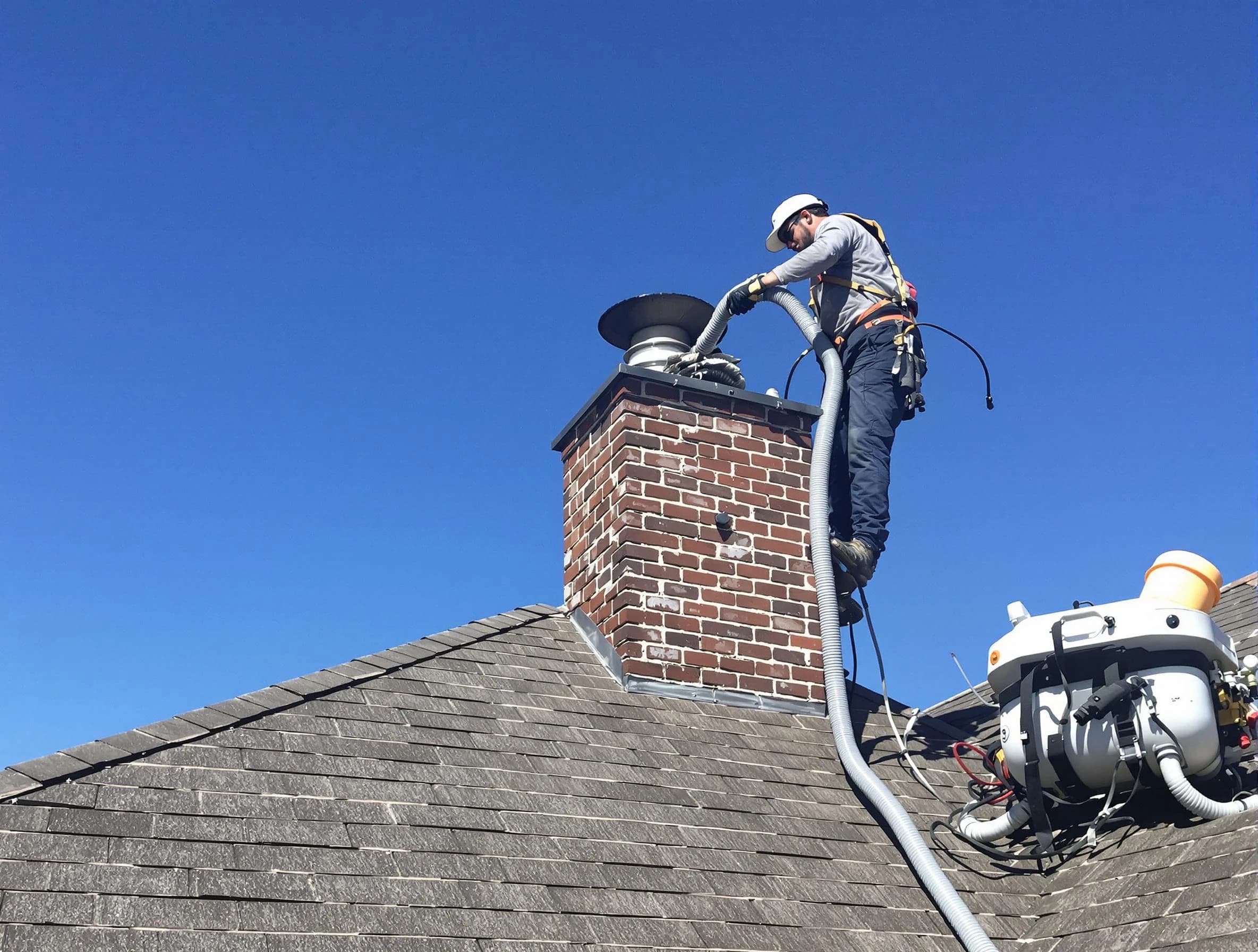 Dedicated Englewood Chimney Sweep team member cleaning a chimney in Englewood, CO