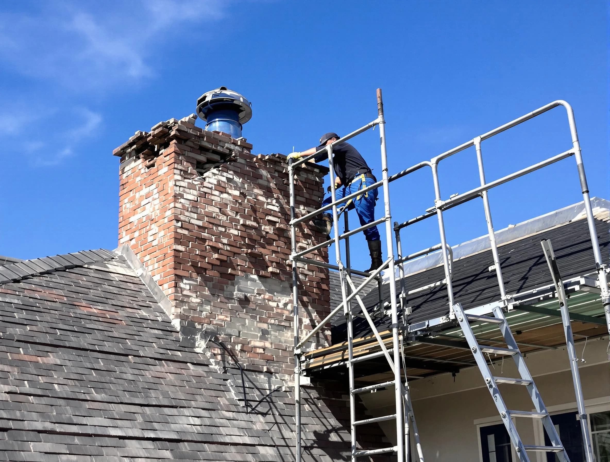Rebuilding a chimney structure by Englewood Chimney Sweep in Englewood, CO