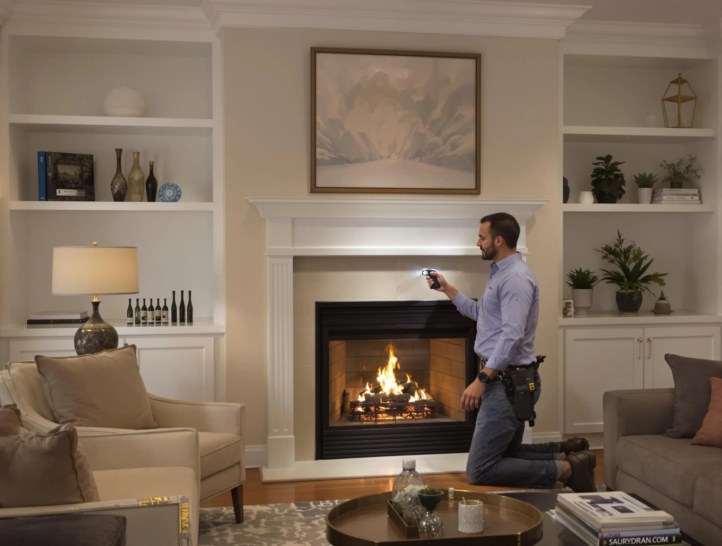 Englewood Chimney Sweep conducting a fireplace safety inspection in Englewood, CO