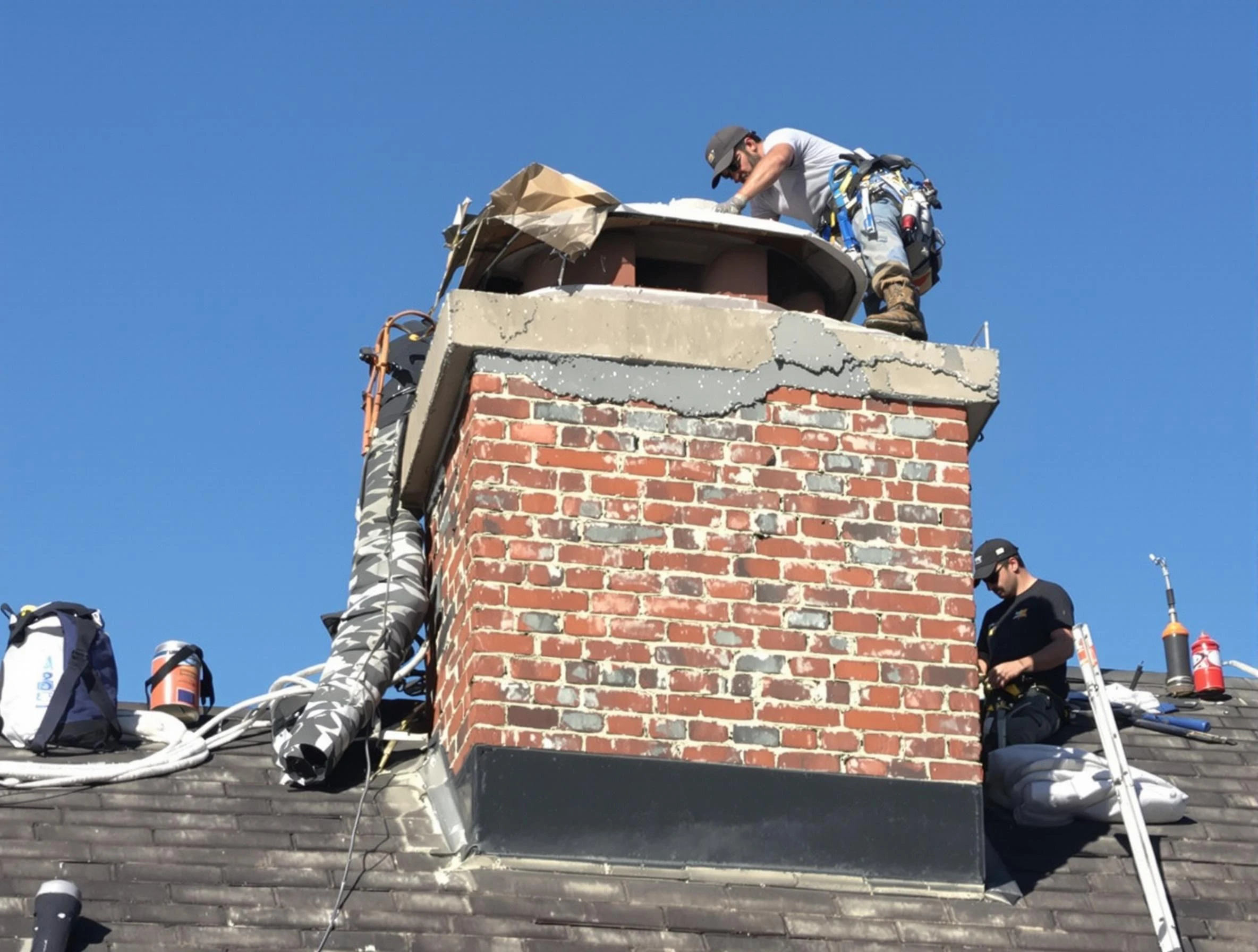 Englewood Chimney Sweep installing a custom chimney crown in Englewood, CO