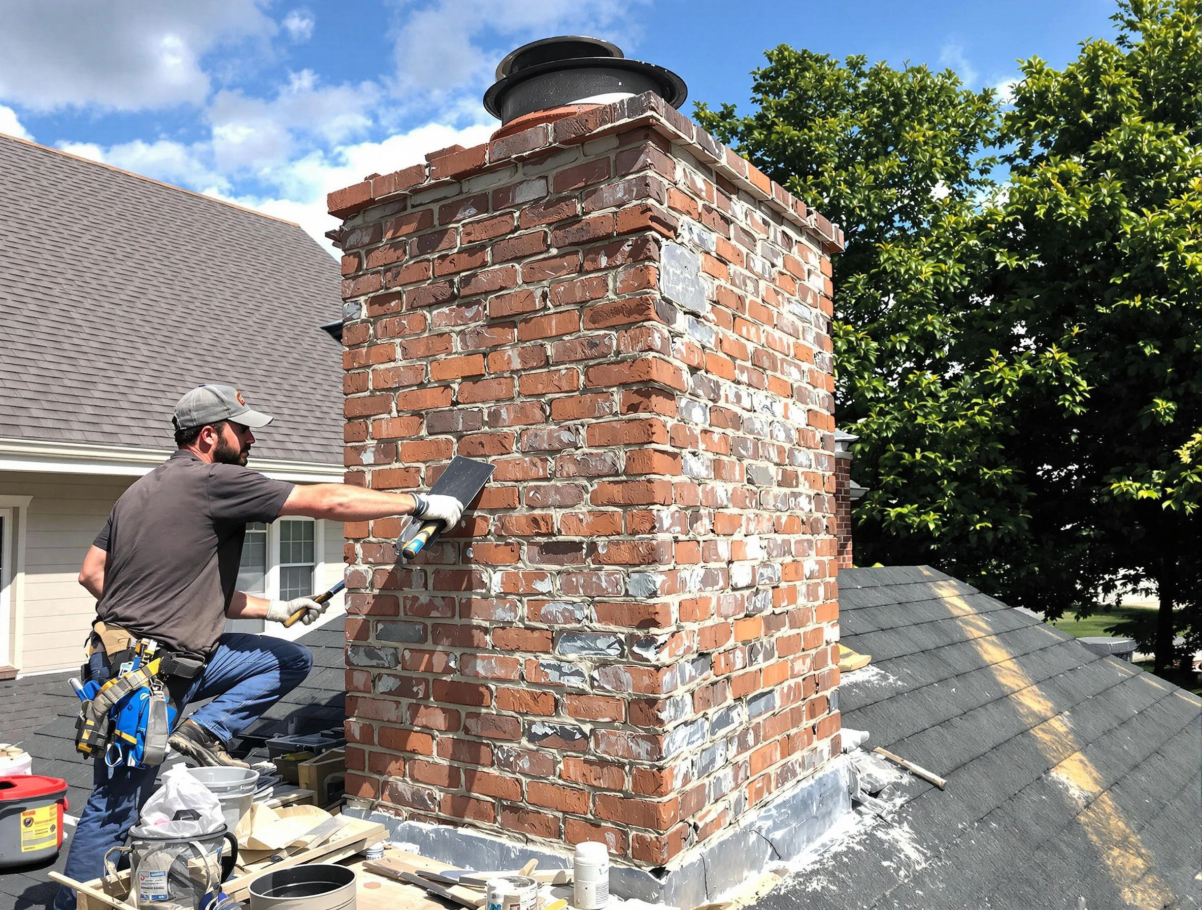 Completed chimney rebuild by Englewood Chimney Sweep in Englewood, CO