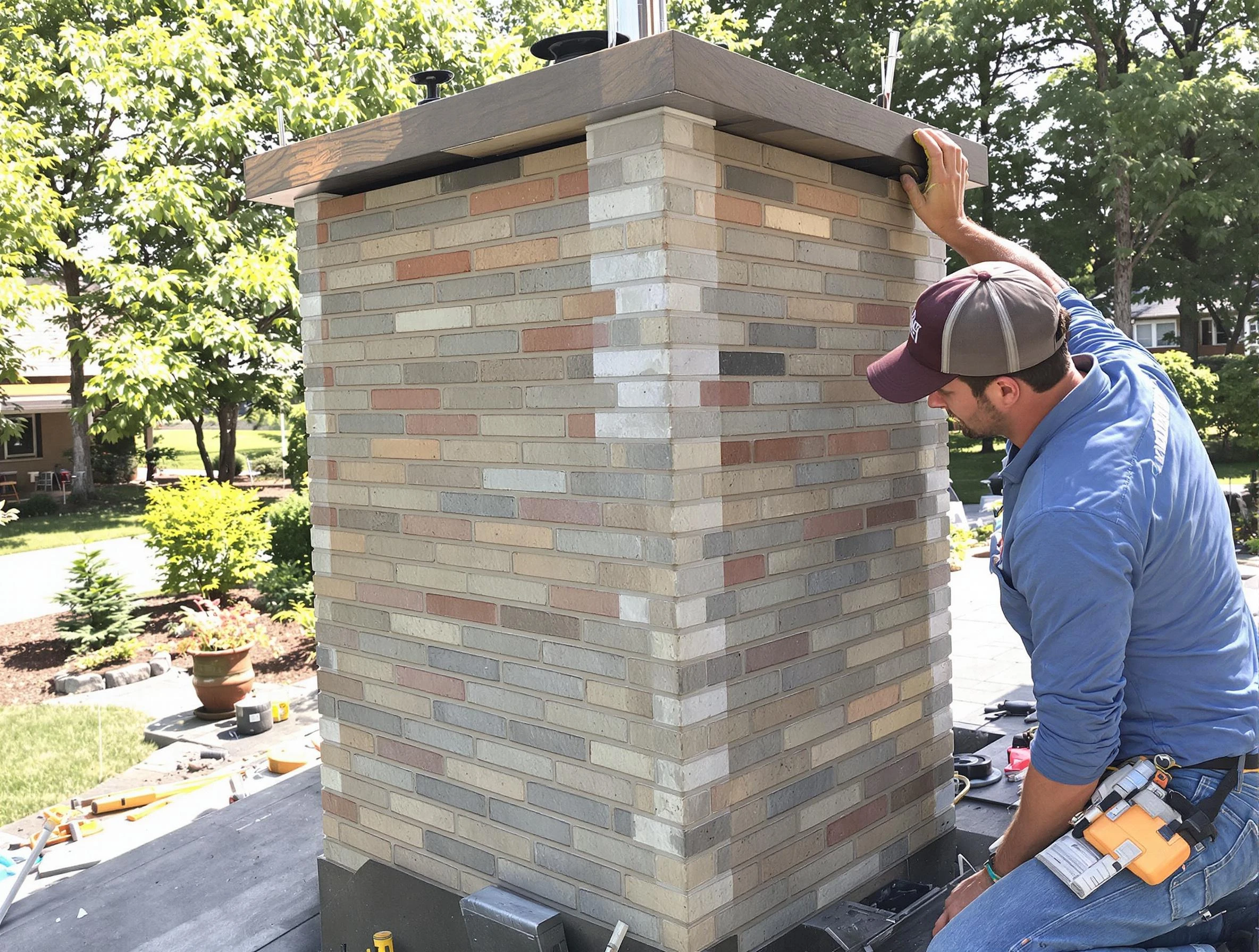 Englewood Chimney Sweep completing a modern chimney remodel in Englewood, CO