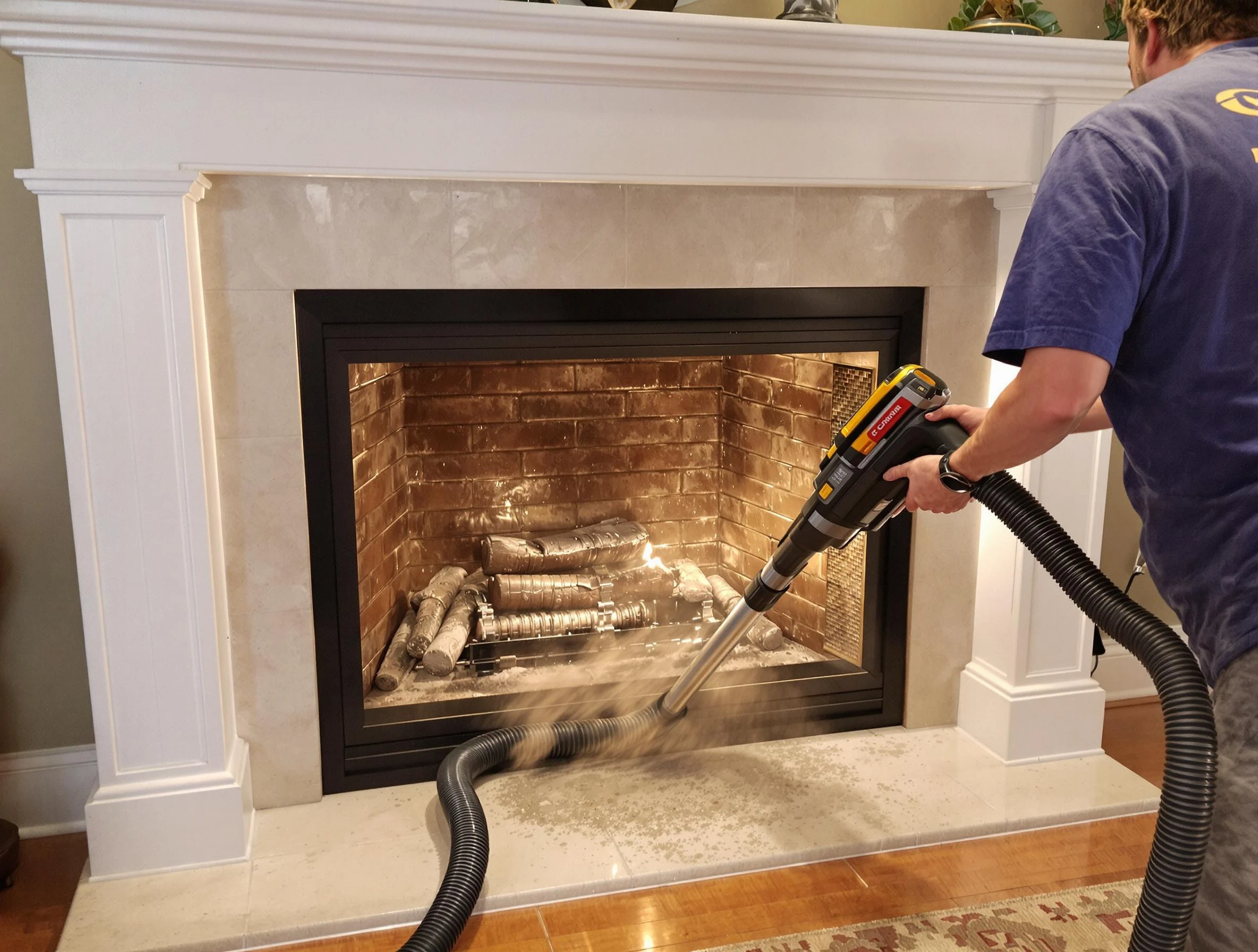 Fireplace cleaning performed by Englewood Chimney Sweep in Englewood, CO