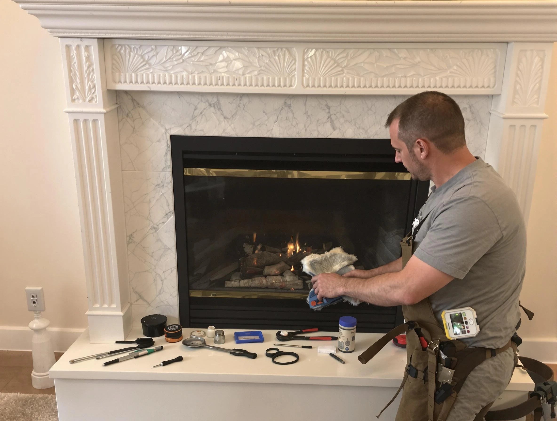 Englewood Chimney Sweep performing fireplace maintenance in Englewood, CO